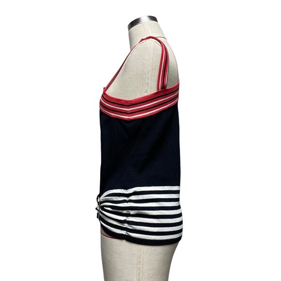 Vintage Ruby Cho Womens Size M One Sleeve Stipe Detail Knit Top - Picture 5 of 7